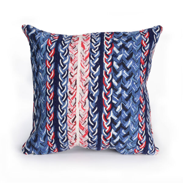 Visions III Navy 20-Inch Braided Stripe Outdoor Pillow, image 1