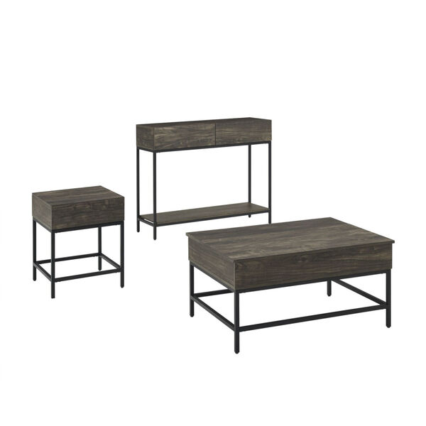 Jacobsen Brown Ash and Matte Black Three-Piece Coffee Console and End Table Set, image 3