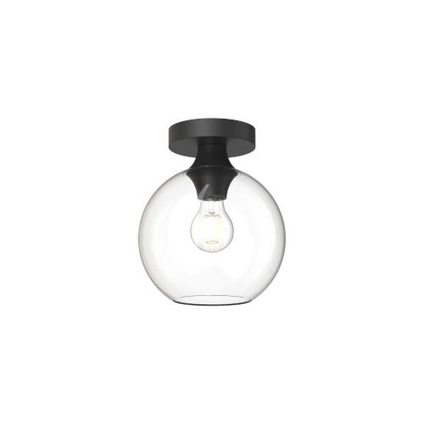 Castilla Matte Black Eight-Inch One-Light Semi-Flush Mount with Clear Glass, image 1