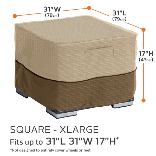 Ash Beige and Brown Square Patio Ottoman and Side Table Cover, image 4