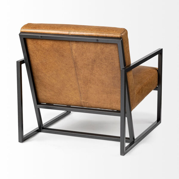 Armelle II Gray and Brown Leather Arm Chair, image 5