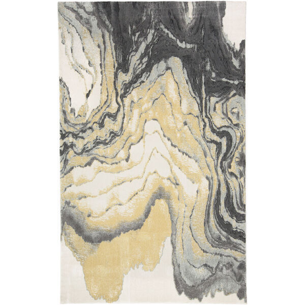 Bleecker Watercolor Effect Gray Yellow Rectangular: 4 Ft. 3 In. x 6 Ft. 3 In. Area Rug, image 1