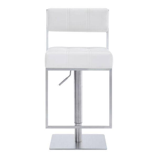 Michele White and Stainless Steel 34-Inch Bar Stool, image 2