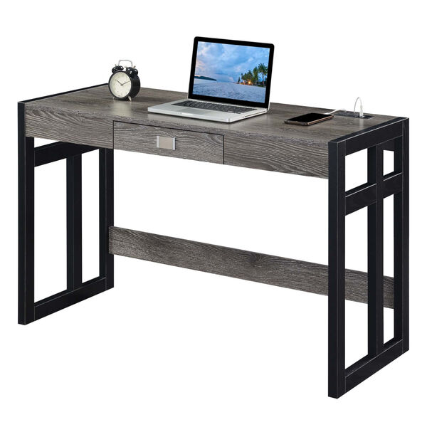 Monterey Weathered Gray and Black Desk with Charging Station, image 3