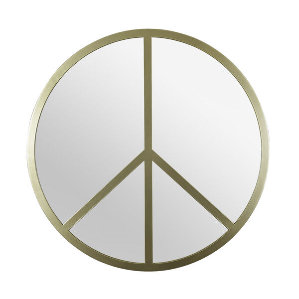 Paz Gold Round Peace Sign Accent Wall Mirror, image 1