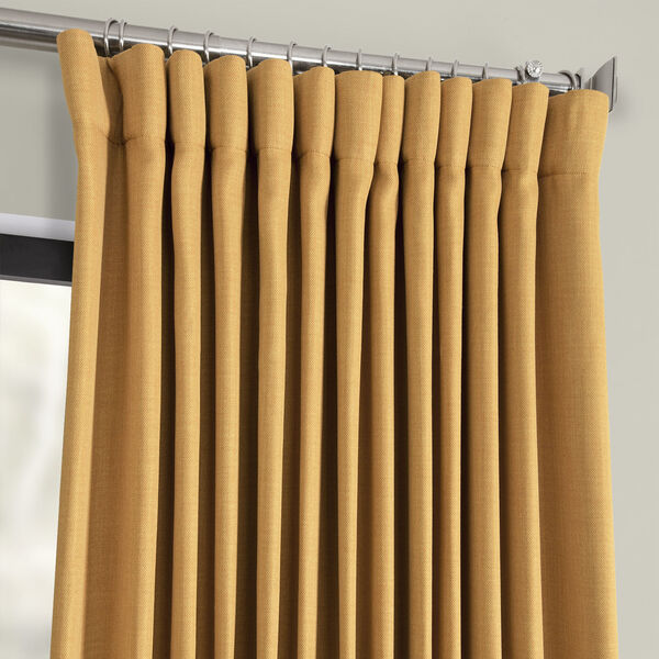 Gold Faux Linen Extra Wide Blackout Curtain Single Panel, image 2