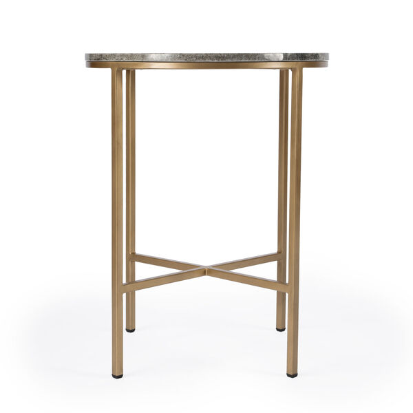 Caty Gray and Gold End Table with Marble Top, image 3
