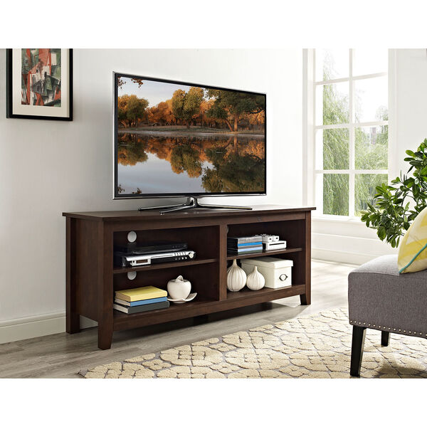 58-Inch Wood TV Media Stand Storage Console - Traditional Brown, image 1