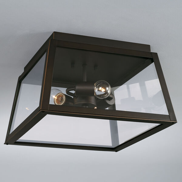 Leighton Oiled Bronze Three-Light Outdoor Flush Mount with Clear Glass, image 4