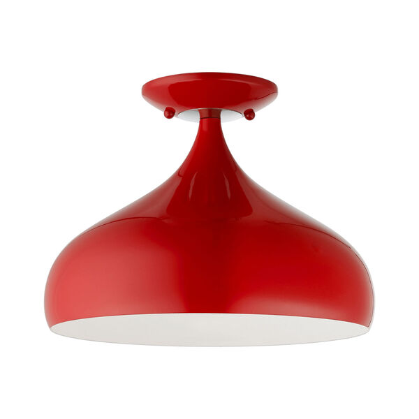 Amador Shiny Red with Polished Chrome Accents One-Light Semi-Flush Mount, image 1