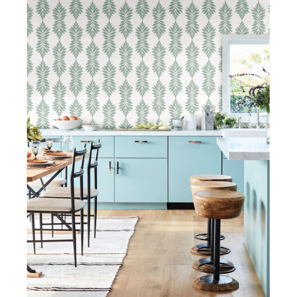 Waters Edge Light Green Broadsands Botanica Pre Pasted Wallpaper - SAMPLE SWATCH ONLY, image 1
