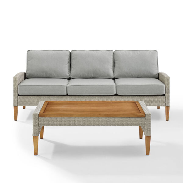 Capella Gray Outdoor Wicker Sofa with Coffee Table, image 2