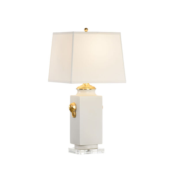 White Glaze and Gold One-Light Vase Table Lamp, image 1