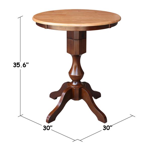 Cinnamon and Espresso Round Top Pedestal Counter Height Table, image 4