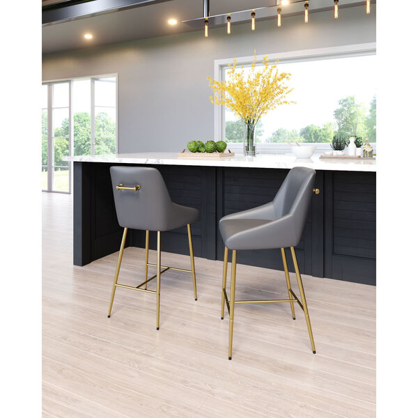 Madelaine Gray and Gold Counter Height Bar Stool, image 2