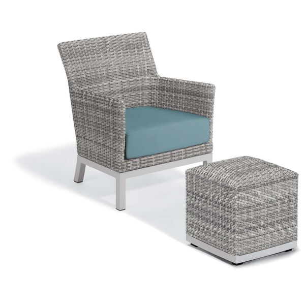 Argento Ice Blue Outdoor Club Chair and Pouf, image 1