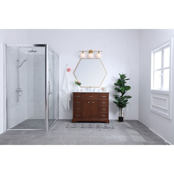 Collier Brass Three-Light Bath Vanity with Frosted White Glass, image 2