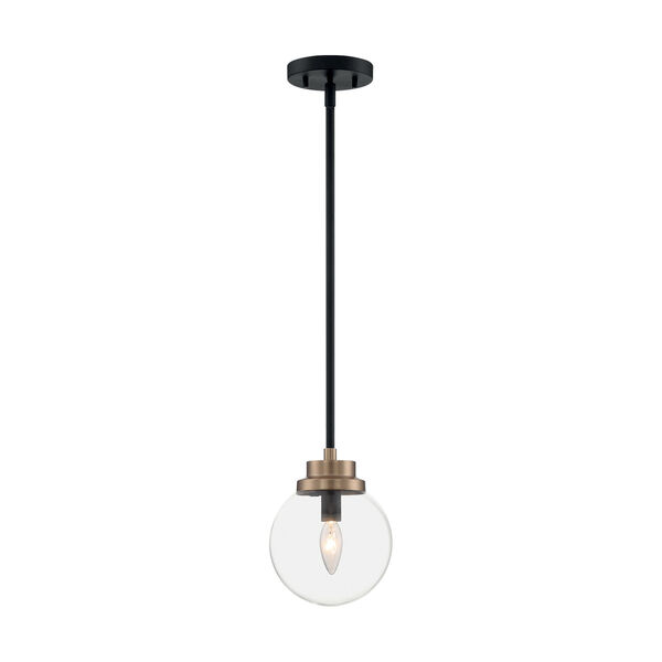 Axis Matte Black and Brass One-Light Pendant, image 3