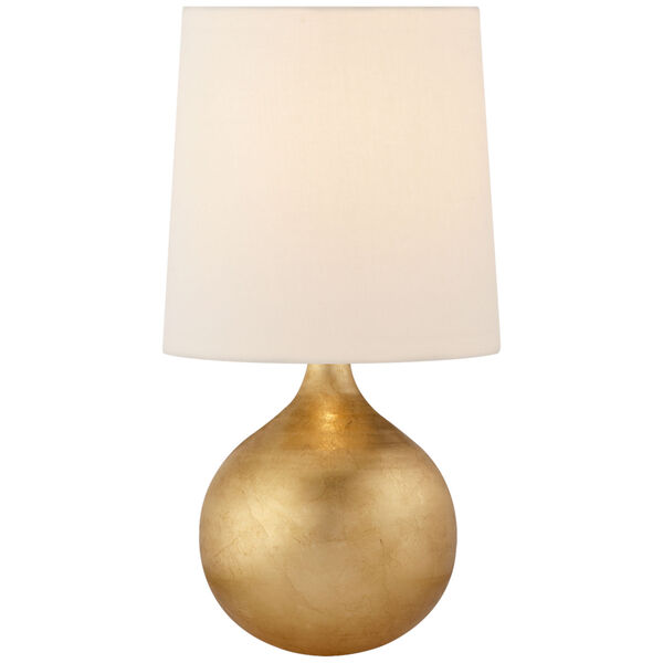 Warren Mini Table Lamp in Gild with Linen Shade by AERIN, image 1