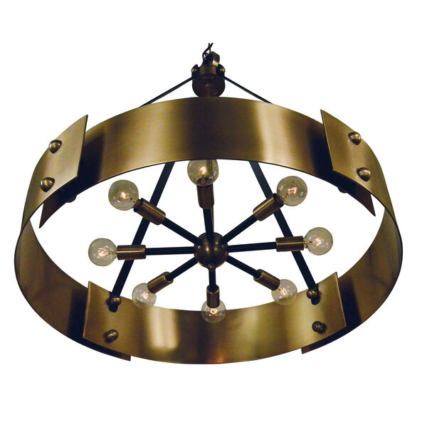 Lasalle Antique Brass with Matte Black Accents 24-Inch Eight-Light Chandelier, image 2