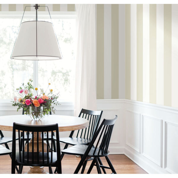 Waters Edge Cream Awning Stripe Pre Pasted Wallpaper - SAMPLE SWATCH ONLY, image 1