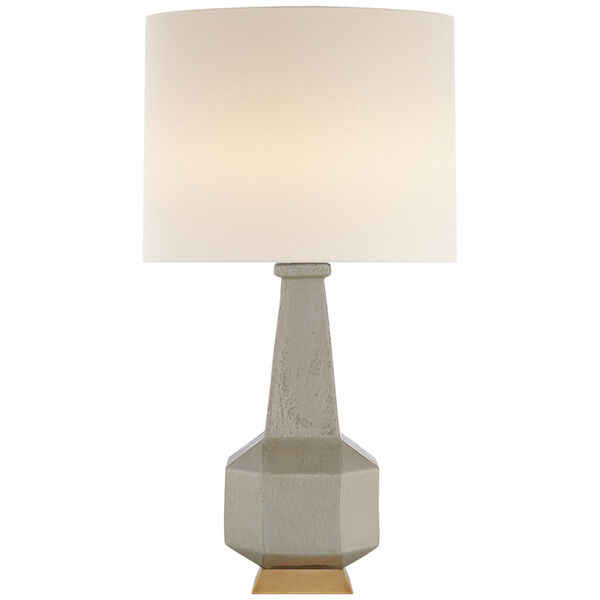 Babette Table Lamp in Shellish Grey with Linen Shade by AERIN, image 1