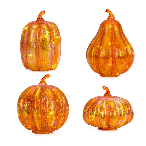 Orange LED Pumpkin Holiday Tabletop Decor, Set of Four, image 1