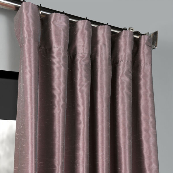 Smokey Plum Blackout Vintage Textured Faux Dupioni Silk Single Curtain Panel 50 x 84, image 2