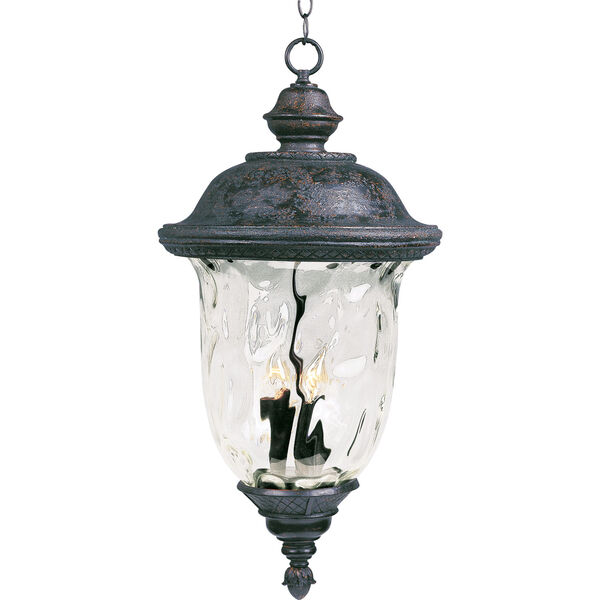 Carriage House Oriental Bronze Three-Light Outdoor Pendant with Water Glass, image 1