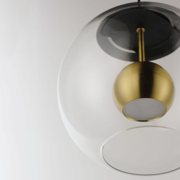 Nucleus Black and Natural Aged Brass Three-Light LED Pendant, image 3