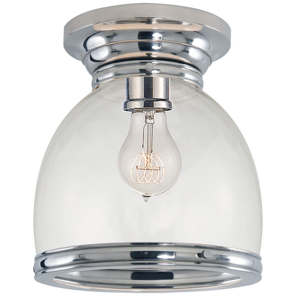 Edwardian Open Bottom Flush Mount in Polished Nickel with Clear Glass by Chapman and Myers, image 1