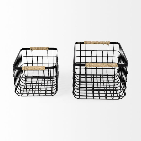 Marius Black Rectangular Basket, Set of 2, image 3