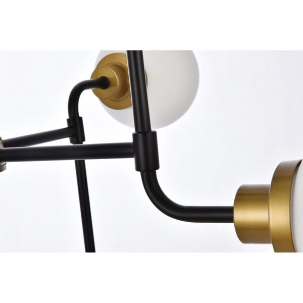 Hanson Black and Brass and Frosted Shade Eight-Light Pendant, image 6