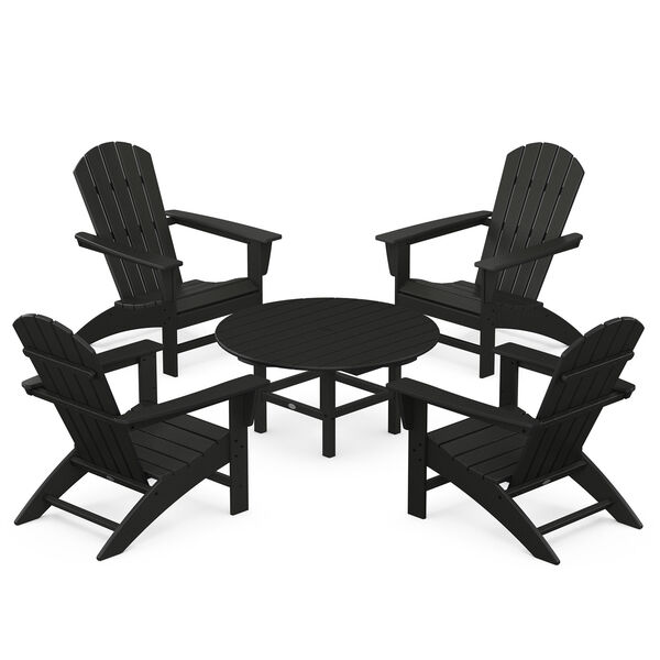 Nautical Black Adirondack Chair Conversation Set, 5-Piece, image 1