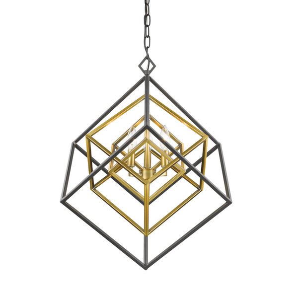 Euclid Olde Brass and Bronze Three-Light Chandelier, image 1