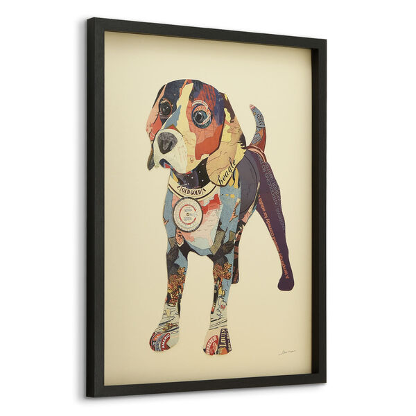 Black Framed Beagle Dimensional Collage Graphic Glass Wall Art, image 3