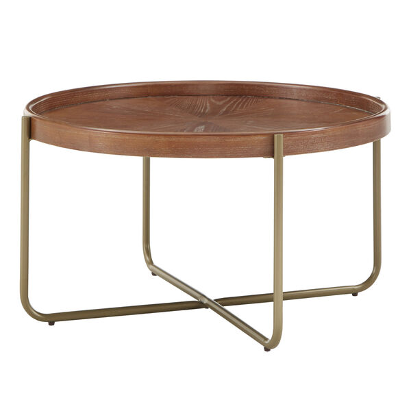 Adam Gold and Wood Coffee Table, image 1