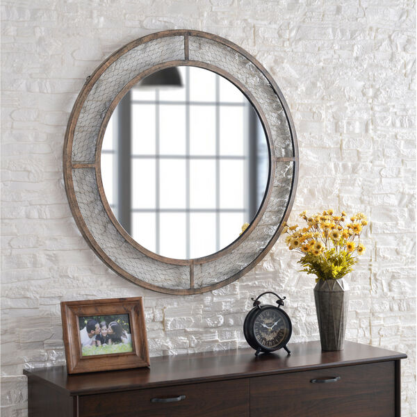 Grover Weathered Brown 34-Inch Wall Mirror, image 1