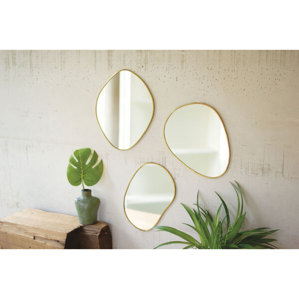 Brass Framed Organic Shaped Mirror, Set of 3, image 2