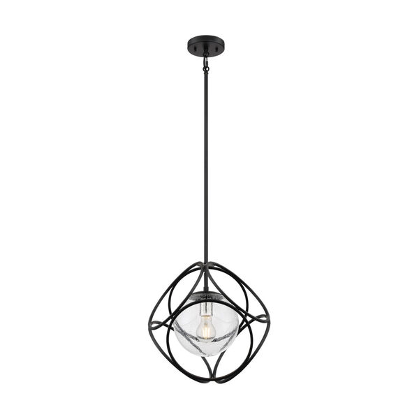 Aurora Black and Polished Nickel One-Light Mini Pendant with Clear Seeded Glass, image 3