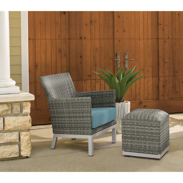 Argento Ice Blue Outdoor Club Chair and Pouf, image 2