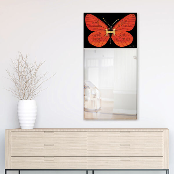 Designer Butterfly Red 48 x 24-Inch Rectangle Beveled Wall Mirror, image 3