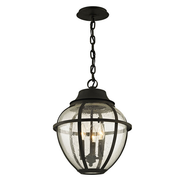 Bunker Hill Vintage Bronze Three-Light Outdoor Pendant with Clear Seeded Glass, image 1