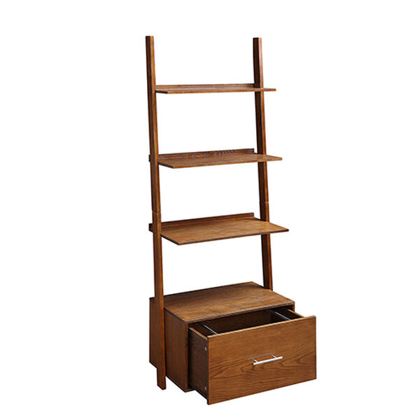 American Heritage Dark Walnut Ladder Bookcase with File Drawer, image 5
