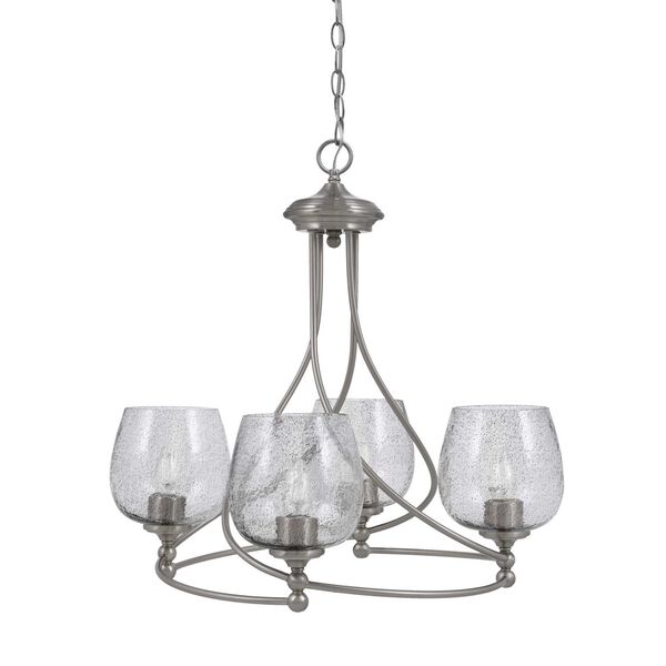 Capri Brushed Nickel Four-Light Chandelier with Smoke Dome Bubble Glass, image 1