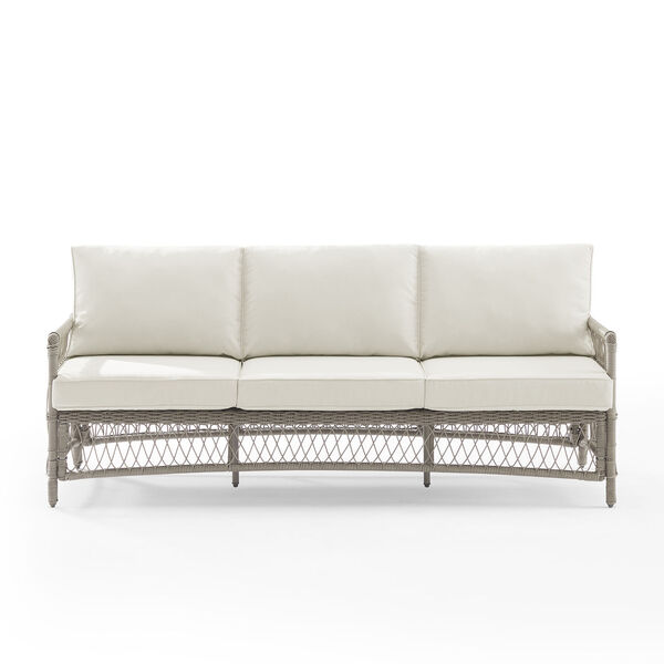 Thatcher Creme and Driftwood Outdoor Wicker Sofa, image 1