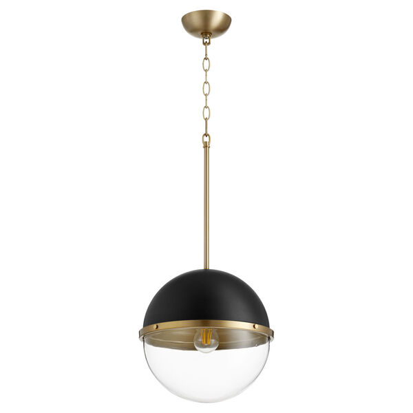 Noir and Aged Brass One-Light 13-Inch Pendant, image 1