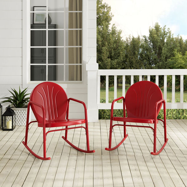 Griffith Bright Red Gloss Outdoor Rocking Chairs, Set of Two, image 6