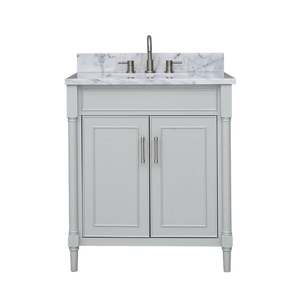 Bristol Light Gray 31-Inch Vanity Set with Carrara White Marble Top, image 1