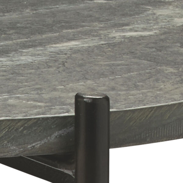 Domain Black Textured Marble with Black Iron Side Table, image 2